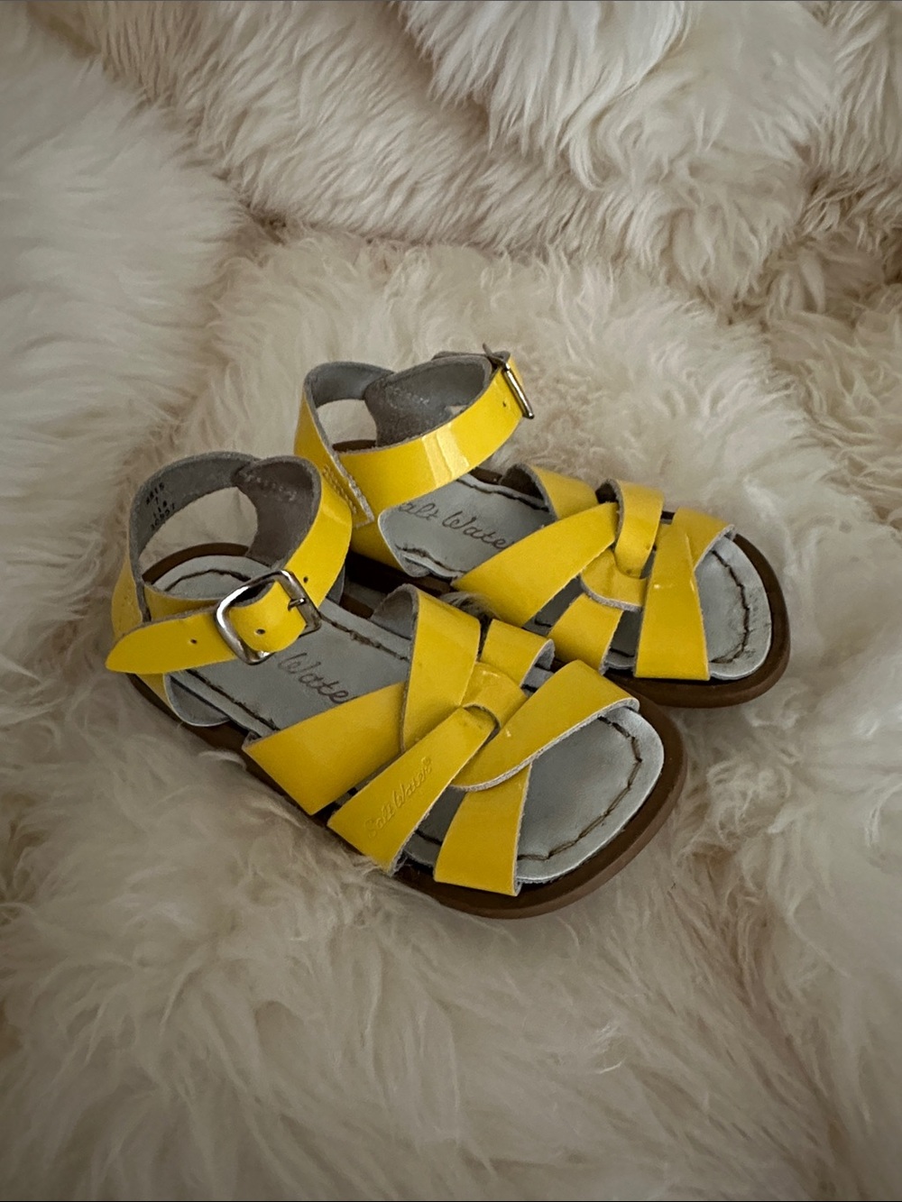 Saltwater Sandals Lemon Yellow Original Patent Leather Strappy Toddler